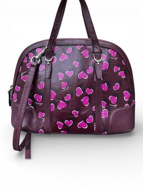 Gucci Heart Print Dome Satchel – Burgundy Leather Trim